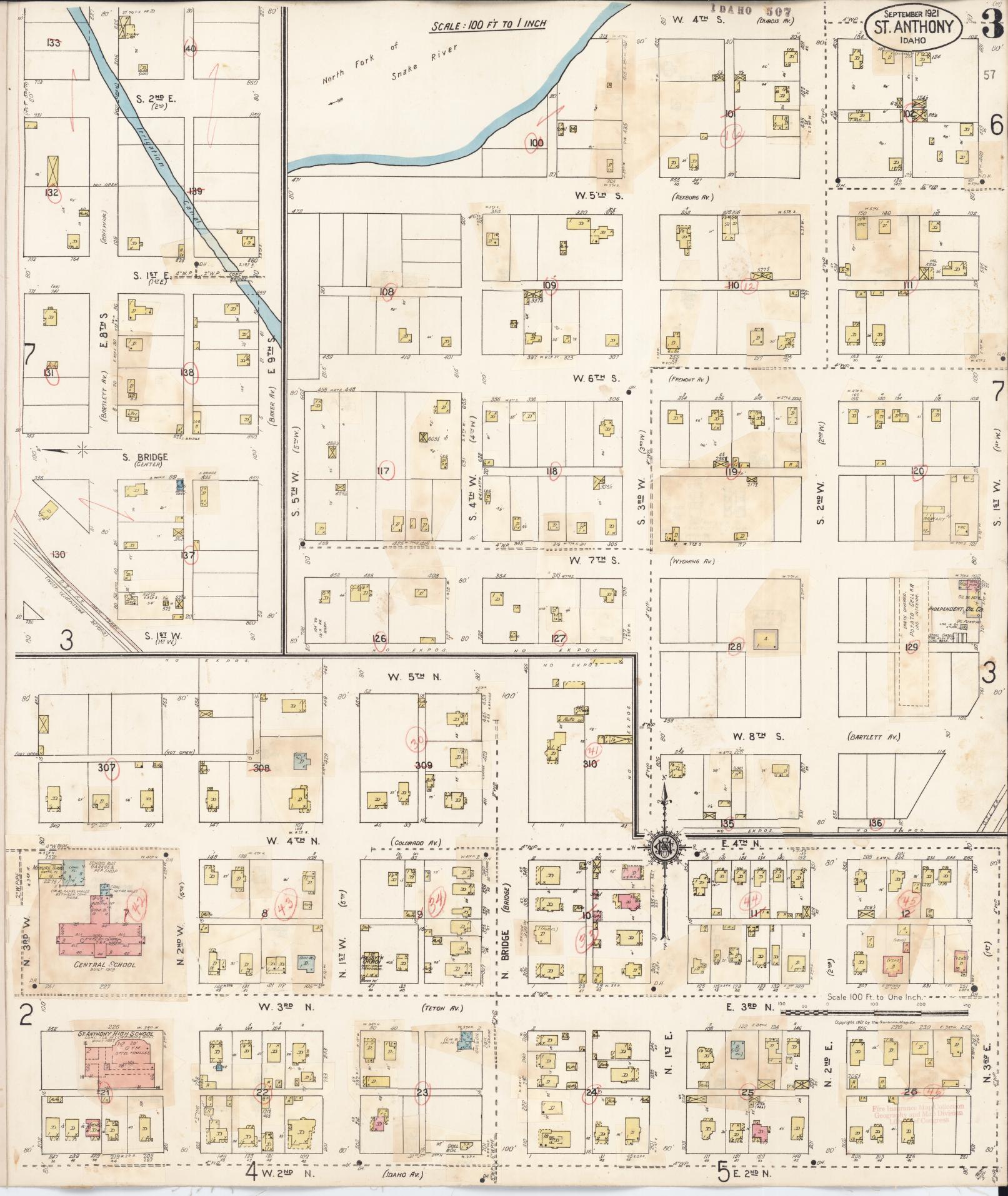Sanborn Fire Insurance Map from Saint Anthony, Fremont County, Idaho (1944), Sheet #0003 - Complete Map Set gallery image, historic Sanborn map, vintage wall art, Idaho Idaho