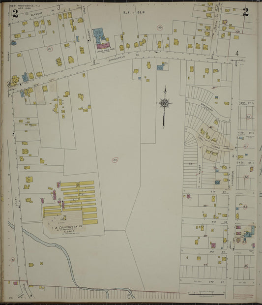 Sanborn Fire Insurance Map from New Providence, Union County, New Jersey (1944), Sheet #0002 - Historic Sanborn Fire Insurance Map Print, vintage old map wall art, antique decor, genealogy gift, New Jersey New Jersey map