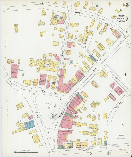 Sanborn Fire Insurance Map from Sandy Hill, Washington County, New York (1901), Sheet #0003 - Historic Sanborn Fire Insurance Map Print, vintage old map wall art, antique decor, genealogy gift, New York New York map