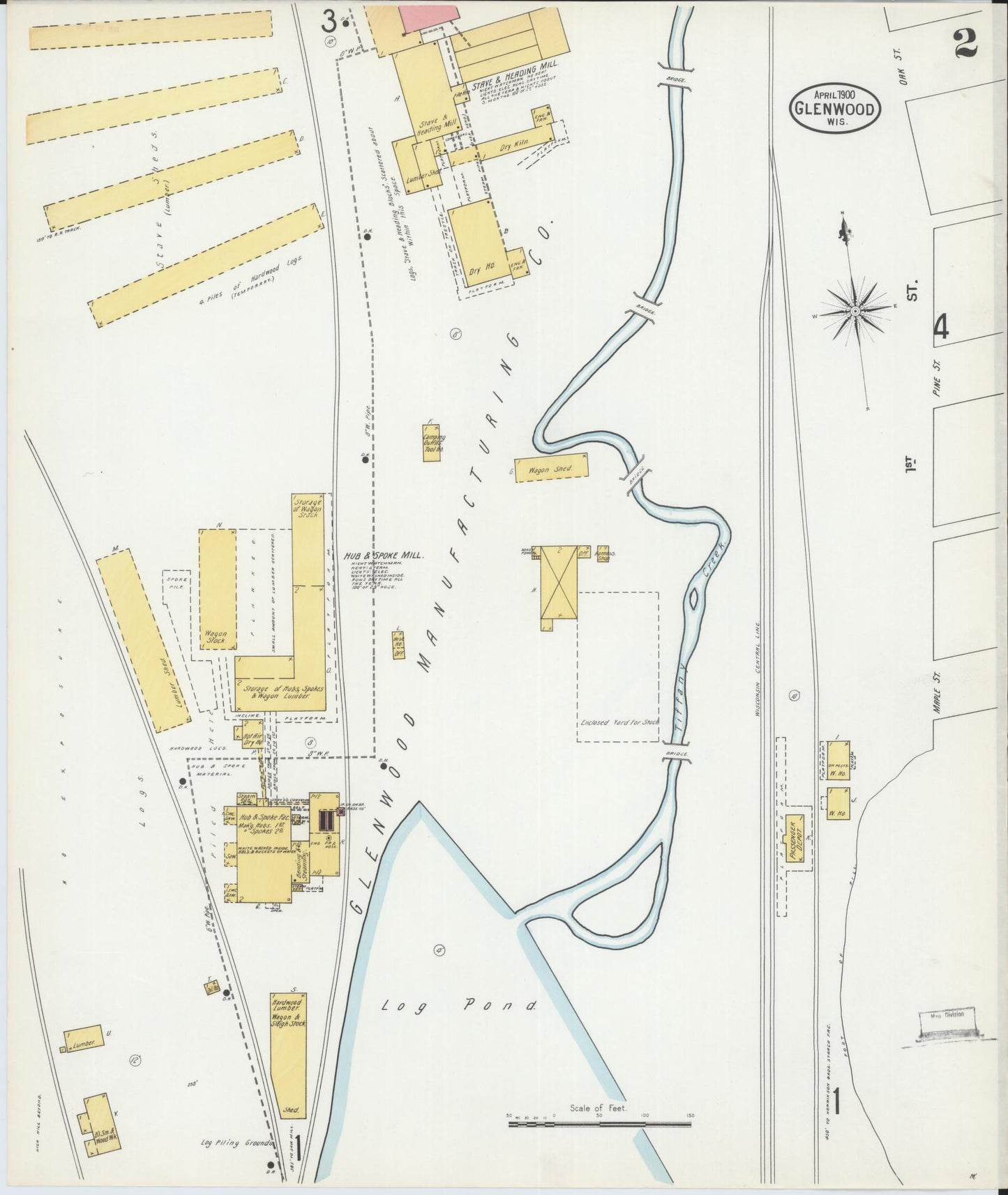 Sanborn Fire Insurance Map from Glenwood City, St. Croix County, Wisconsin (1900), Sheet #0002 - Complete Map Set gallery image, historic Sanborn map, vintage wall art, Wisconsin Wisconsin