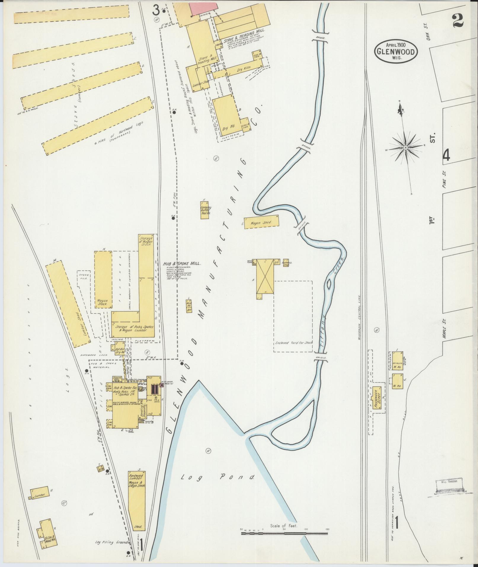 Sanborn Fire Insurance Map from Glenwood City, St. Croix County, Wisconsin (1900), Sheet #0002 - Complete Map Set gallery image, historic Sanborn map, vintage wall art, Wisconsin Wisconsin