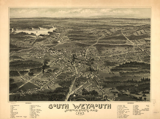 South Weymouth, Norfolk County, Mass. 1885. (1885) – Historic Bird’s-Eye View Panorama Print