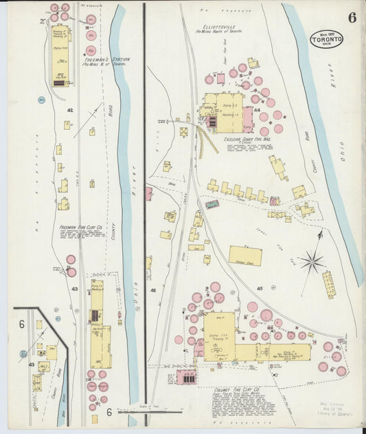 Sanborn Fire Insurance Map from Toronto, Jefferson County, Ohio (1897), Sheet #0006 - Historic Sanborn Fire Insurance Map Print, vintage old map wall art, antique decor, genealogy gift, Ohio Ohio map