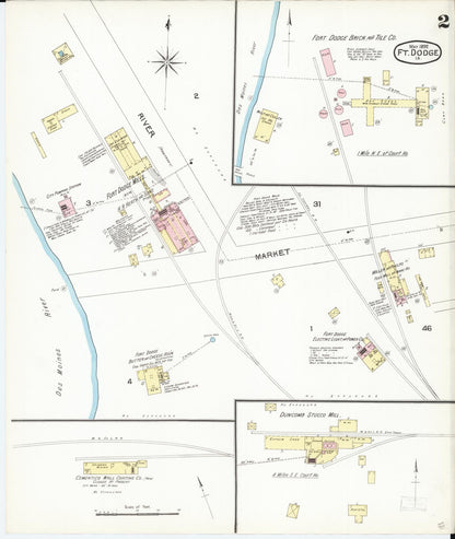 Sanborn Fire Insurance Map from Fort Dodge, Webster County, Iowa (1892), Sheet #0002 - Historic Sanborn Fire Insurance Map Print