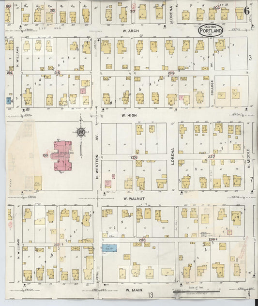 Sanborn Fire Insurance Map from Portland, Jay County, Indiana (1946), Sheet #0006 - Historic Sanborn Fire Insurance Map Print, vintage old map wall art, antique decor, genealogy gift, Indiana Indiana map