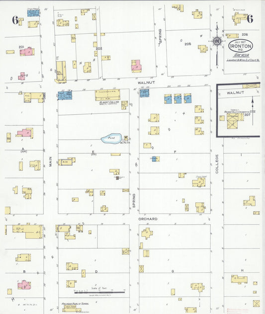 Sanborn Fire Insurance Map from Ironton, Iron County, Missouri (1927), Sheet #0006 - Historic Sanborn Fire Insurance Map Print, vintage old map wall art, antique decor, genealogy gift, Missouri Missouri map