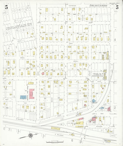 Sanborn Fire Insurance Map from Coalgate, Coal County, Oklahoma (1937), Sheet #0005 - Complete Map Set gallery image, historic Sanborn map, vintage wall art, Oklahoma Oklahoma