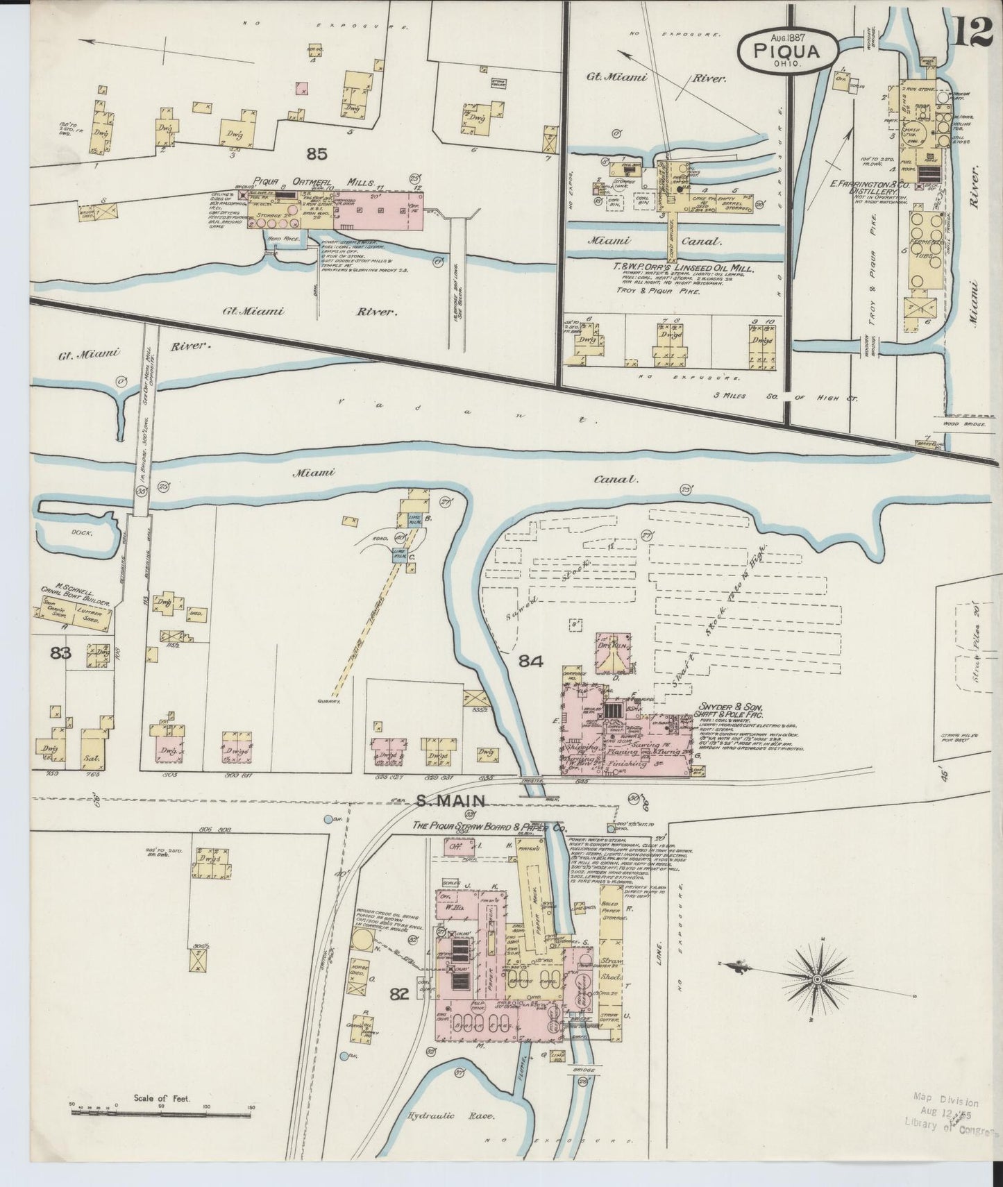 Sanborn Fire Insurance Map from Piqua, Miami County, Ohio (1887), Sheet #0012 - Complete Map Set gallery image, historic Sanborn map, vintage wall art, Ohio Ohio