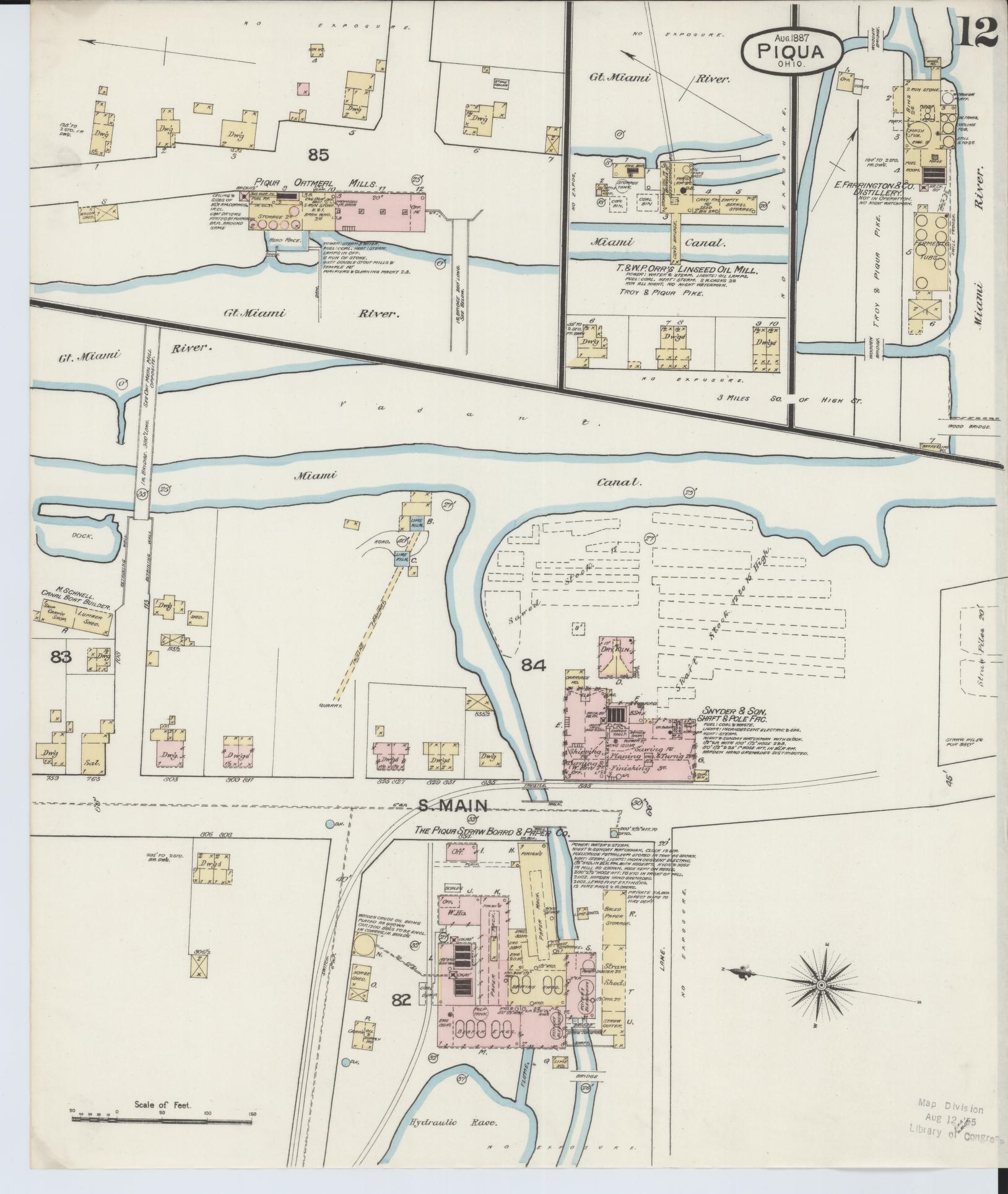Sanborn Fire Insurance Map from Piqua, Miami County, Ohio (1887), Sheet #0012 - Complete Map Set gallery image, historic Sanborn map, vintage wall art, Ohio Ohio