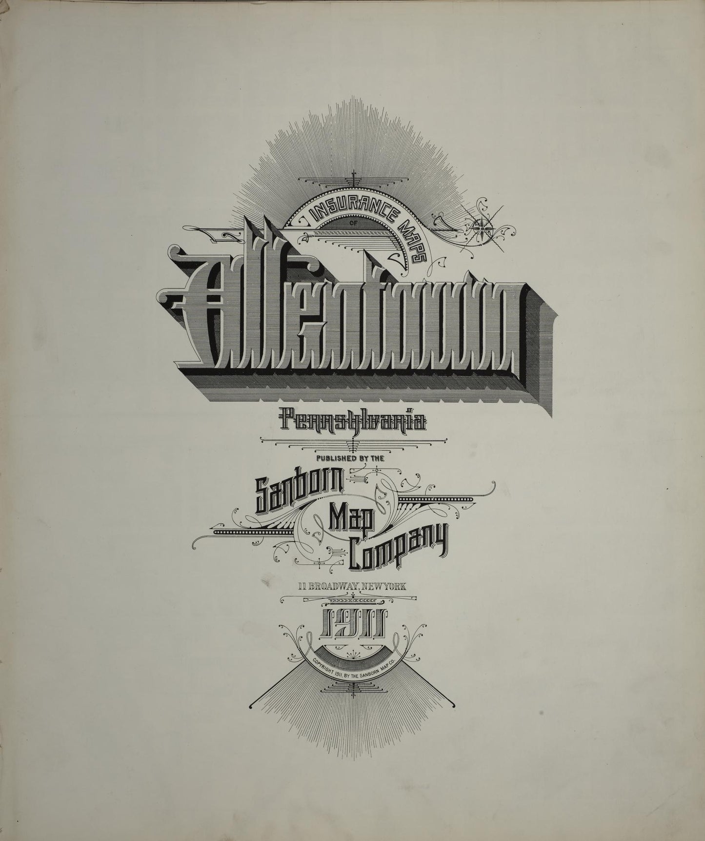 Sanborn Fire Insurance Map from Allentown, Lehigh County, Pennsylvania (1911), Sheet #0001 - Historic Sanborn Fire Insurance Map Print, vintage old map wall art, antique decor, genealogy gift, Pennsylvania Pennsylvania map