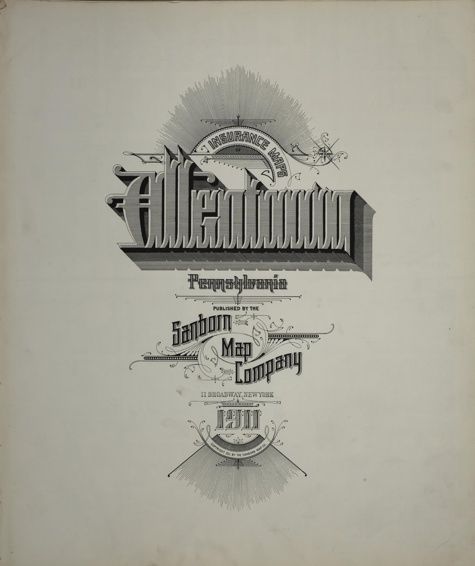 Sanborn Fire Insurance Map from Allentown, Lehigh County, Pennsylvania (1911), Sheet #0001 - Historic Sanborn Fire Insurance Map Print, vintage old map wall art, antique decor, genealogy gift, Pennsylvania Pennsylvania map