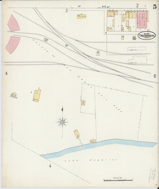 Sanborn Fire Insurance Map from Two Harbors, Lake County, Minnesota (1897), Sheet #0005 - Historic Sanborn Fire Insurance Map Print, vintage old map wall art, antique decor, genealogy gift, Minnesota Minnesota map
