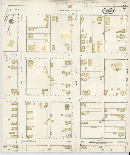 Sanborn Fire Insurance Map from Ridgely, Caroline County, Maryland (1934), Sheet #0002 - Historic Sanborn Fire Insurance Map Print, vintage old map wall art