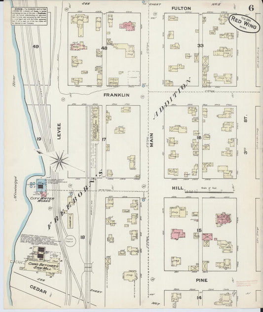 Sanborn Fire Insurance Map from Red Wing, Goodhue County, Minnesota (1884), Sheet #0006 - Historic Sanborn Fire Insurance Map Print, vintage old map wall art, antique decor, genealogy gift, Minnesota Minnesota map
