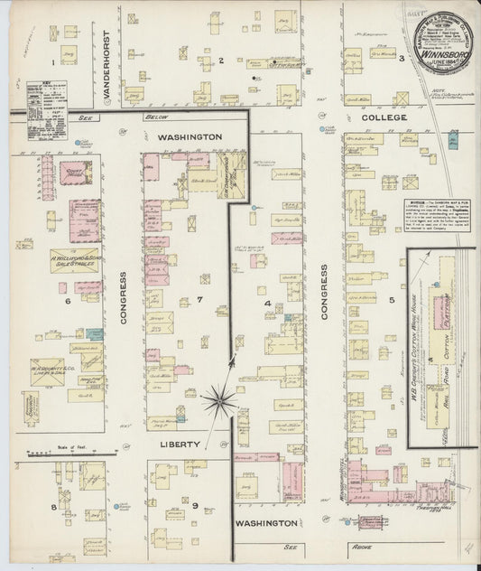 Sanborn Fire Insurance Map from Winnsboro, Fairfield County, South Carolina (1884), Sheet #0001 - Historic Sanborn Fire Insurance Map Print, vintage old map wall art, antique decor, genealogy gift, South Carolina South Carolina map