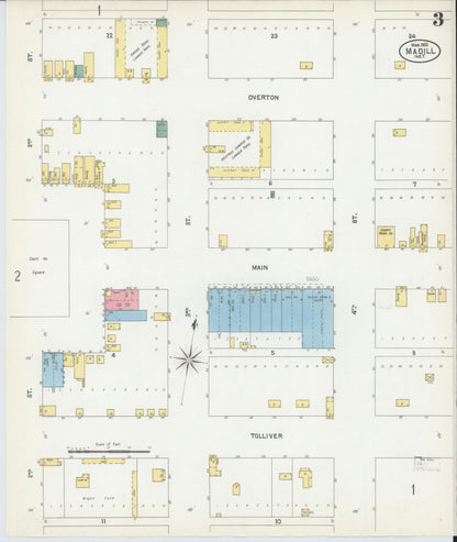 Sanborn Fire Insurance Map from Madill, Marshall County, Oklahoma (1902), Sheet #0003 - Complete Map Set gallery image, historic Sanborn map, vintage wall art, Oklahoma Oklahoma