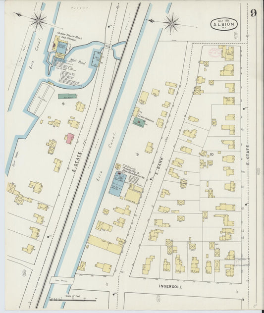 Sanborn Fire Insurance Map from Albion, Orleans County, New York (1894), Sheet #0009 - Historic Sanborn Fire Insurance Map Print, vintage old map wall art, antique decor, genealogy gift, New York New York map