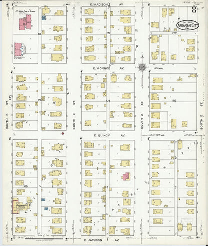 Sanborn Fire Insurance Map from Arkansas City, Cowley County, Kansas (1920), Sheet #0008 - Complete Map Set gallery image, historic Sanborn map, vintage wall art, Arkansas Arkansas