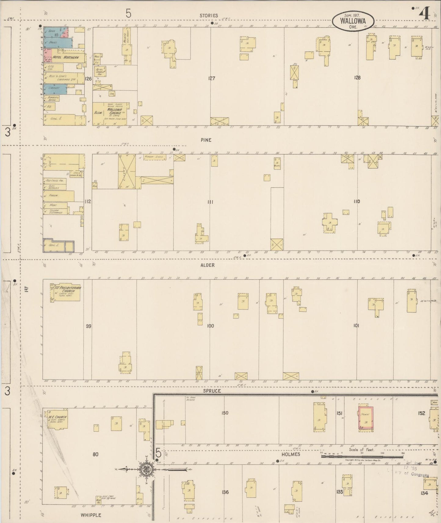 Sanborn Fire Insurance Map from Wallowa, Wallowa County, Oregon (1917), Sheet #0004 - Complete Map Set gallery image, historic Sanborn map, vintage wall art, Oregon Oregon