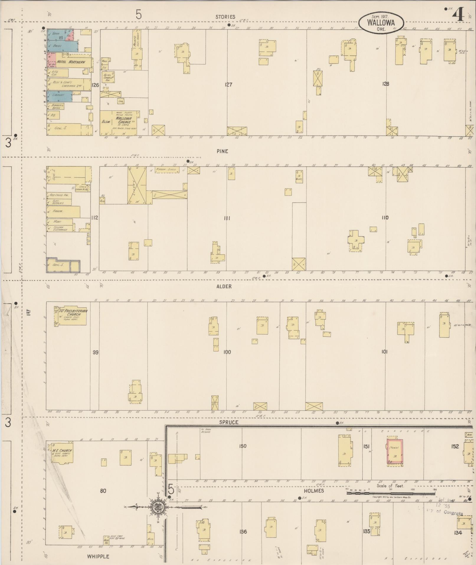 Sanborn Fire Insurance Map from Wallowa, Wallowa County, Oregon (1917), Sheet #0004 - Complete Map Set gallery image, historic Sanborn map, vintage wall art, Oregon Oregon