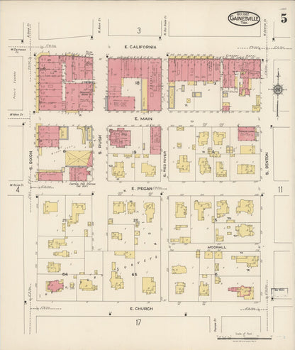 Sanborn Fire Insurance Map from Gainesville, Cooke County, Texas (1922), Sheet #0005 - Complete Map Set gallery image, historic Sanborn map, vintage wall art, Texas Texas