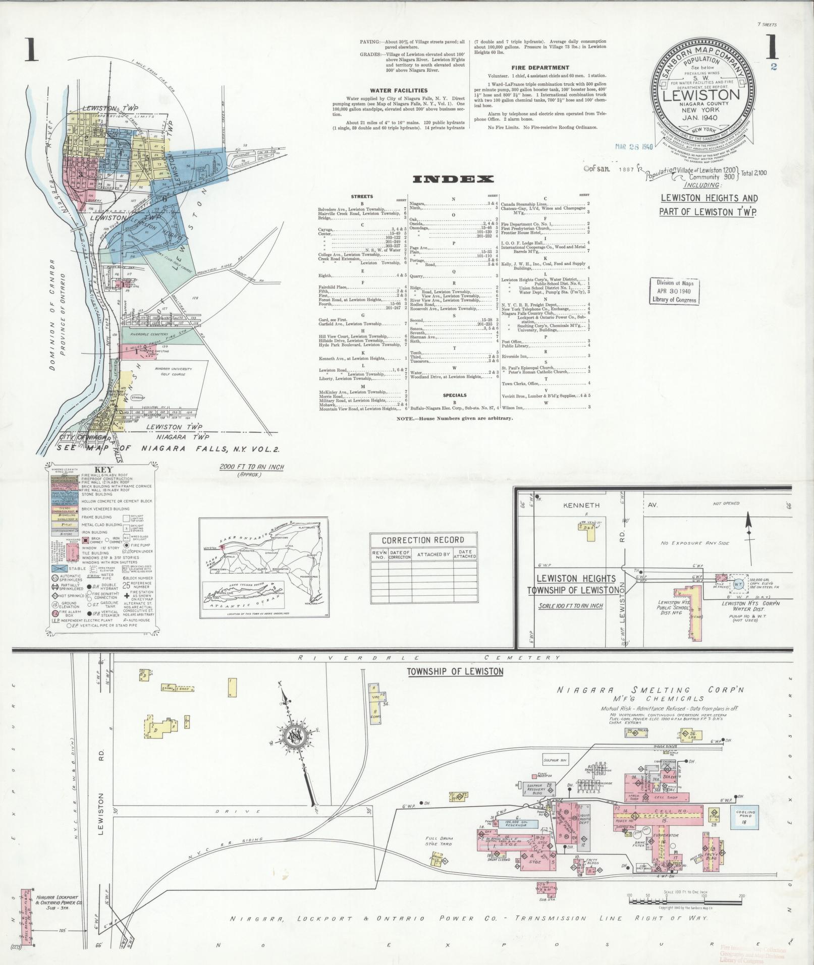 Sanborn Fire Insurance Map from Lewiston, Niagara County, New York. (1940) – Historic Sanborn Fire Insurance Map Print