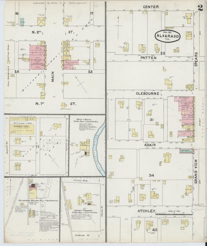 Sanborn Fire Insurance Map from Alvarado, Johnson County, Texas (1891), Sheet #0002 - Complete Map Set gallery image, historic Sanborn map, vintage wall art, Texas Texas