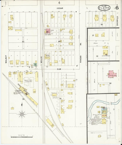 Sanborn Fire Insurance Map from Olathe, Johnson County, Kansas (1897), Sheet #0006 - Complete Map Set gallery image, historic Sanborn map, vintage wall art, Kansas Kansas