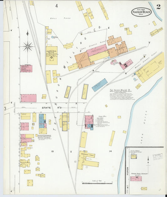 Sanborn Fire Insurance Map from Harbor Beach, Huron County, Michigan (1909), Sheet #0002 - Historic Sanborn Fire Insurance Map Print, vintage old map wall art, antique decor, genealogy gift, Michigan Michigan map
