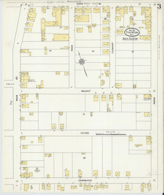 Sanborn Fire Insurance Map from Tiverton, Newport County, Rhode Island (1911), Sheet #0003 - Historic Sanborn Fire Insurance Map Print, vintage old map wall art, antique decor, genealogy gift, Rhode Island Rhode Island map