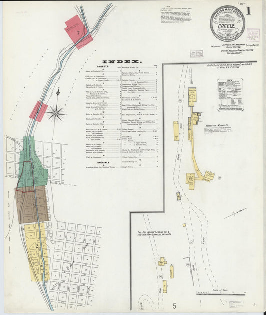 Sanborn Fire Insurance Map from Creede, Mineral County, Colorado (1904), Sheet #0001 - Complete Map Set gallery image, historic Sanborn map, vintage wall art, Colorado Colorado