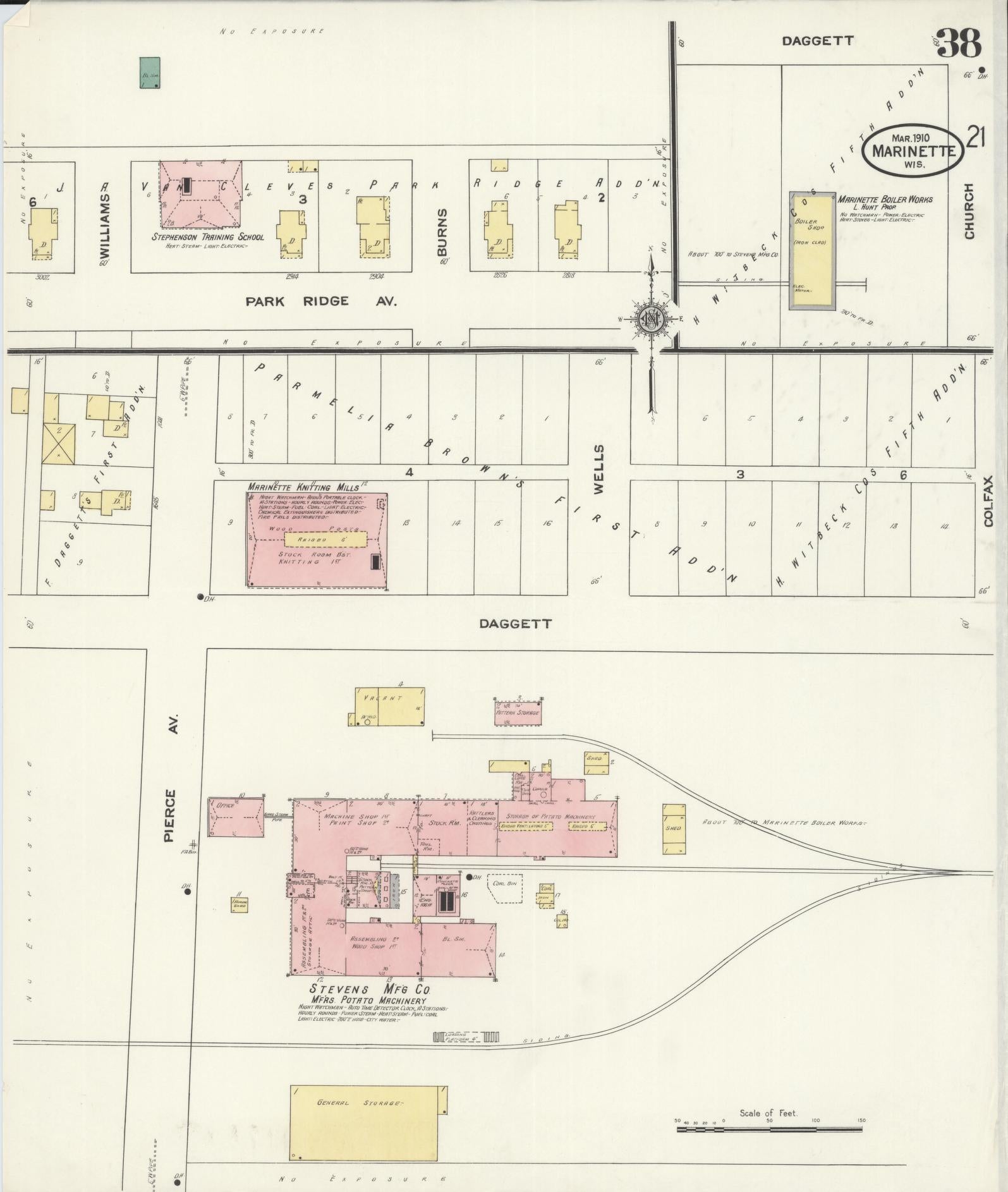 Sanborn Fire Insurance Map from Marinette, Marinette County, Wisconsin (1910), Sheet #0038 - Historic Sanborn Fire Insurance Map Print, vintage old map wall art, antique decor, genealogy gift, Wisconsin Wisconsin map