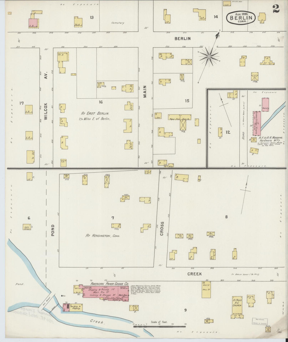Sanborn Fire Insurance Map from Berlin, Hartford County, Connecticut (1895), Sheet #0002 - Complete Map Set gallery image, historic Sanborn map, vintage wall art, Connecticut Connecticut