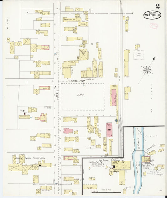 Sanborn Fire Insurance Map from Waterbury, Washington County, Vermont (1894), Sheet #0002 - Historic Sanborn Fire Insurance Map Print, vintage old map wall art, antique decor, genealogy gift, Vermont Vermont map