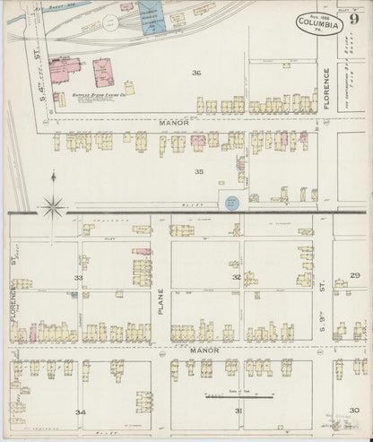Sanborn Fire Insurance Map from Columbia, Lancaster County, Pennsylvania (1886), Sheet #0009 - Complete Map Set gallery image, historic Sanborn map, vintage wall art, Pennsylvania Pennsylvania
