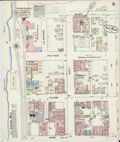 Sanborn Fire Insurance Map from Red Wing, Goodhue County, Minnesota (1884), Sheet #0002 - Complete Map Set gallery image, historic Sanborn map, vintage wall art, Minnesota Minnesota
