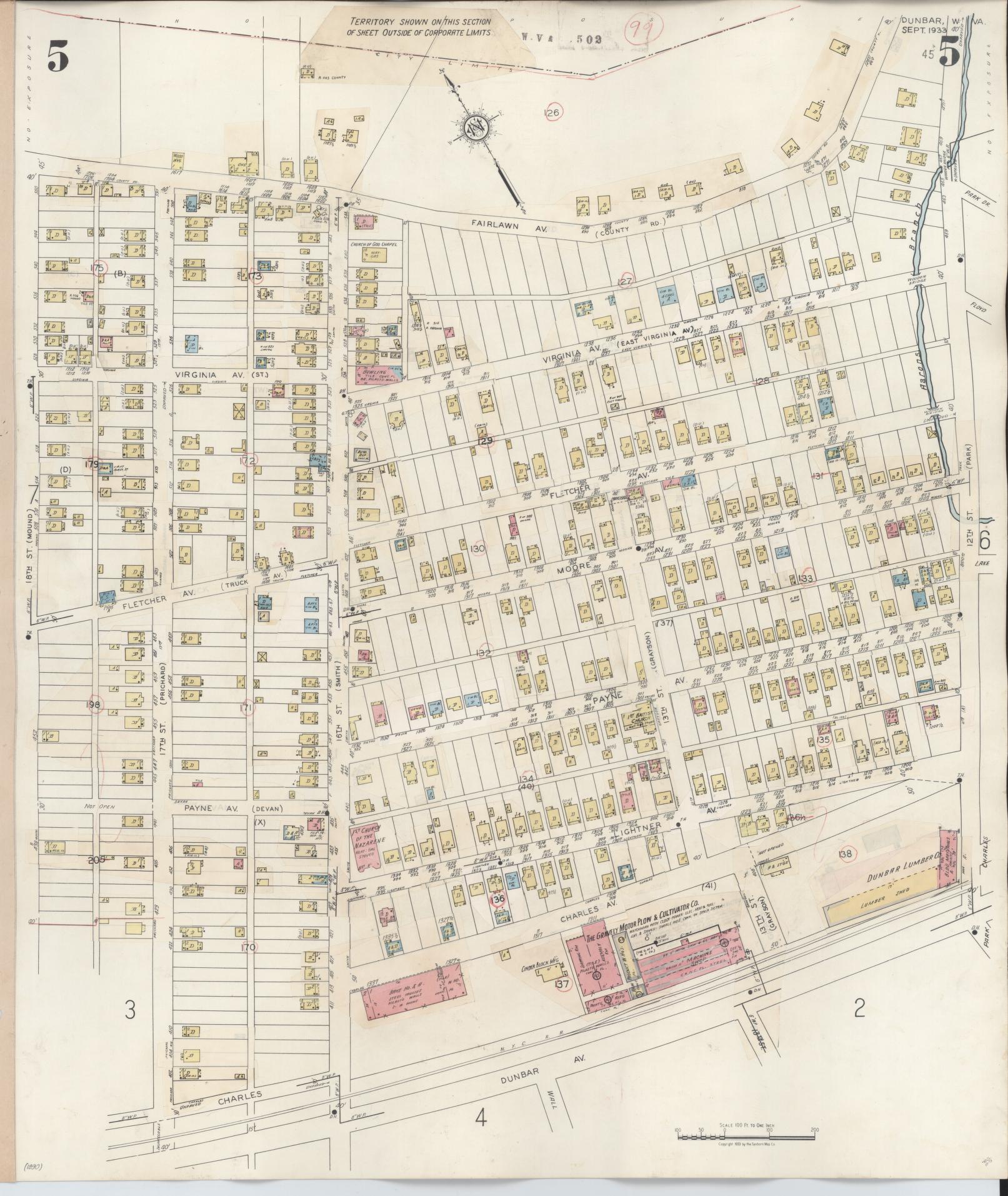 Sanborn Fire Insurance Map from Dunbar, Kanawha County, West Virginia (1950), Sheet #0005 - Complete Map Set gallery image, historic Sanborn map, vintage wall art, West Virginia West Virginia