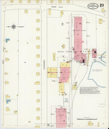 Sanborn Fire Insurance Map from Henderson, Vance County, North Carolina (1912), Sheet #0019 - Complete Map Set gallery image, historic Sanborn map, vintage wall art, North Carolina North Carolina