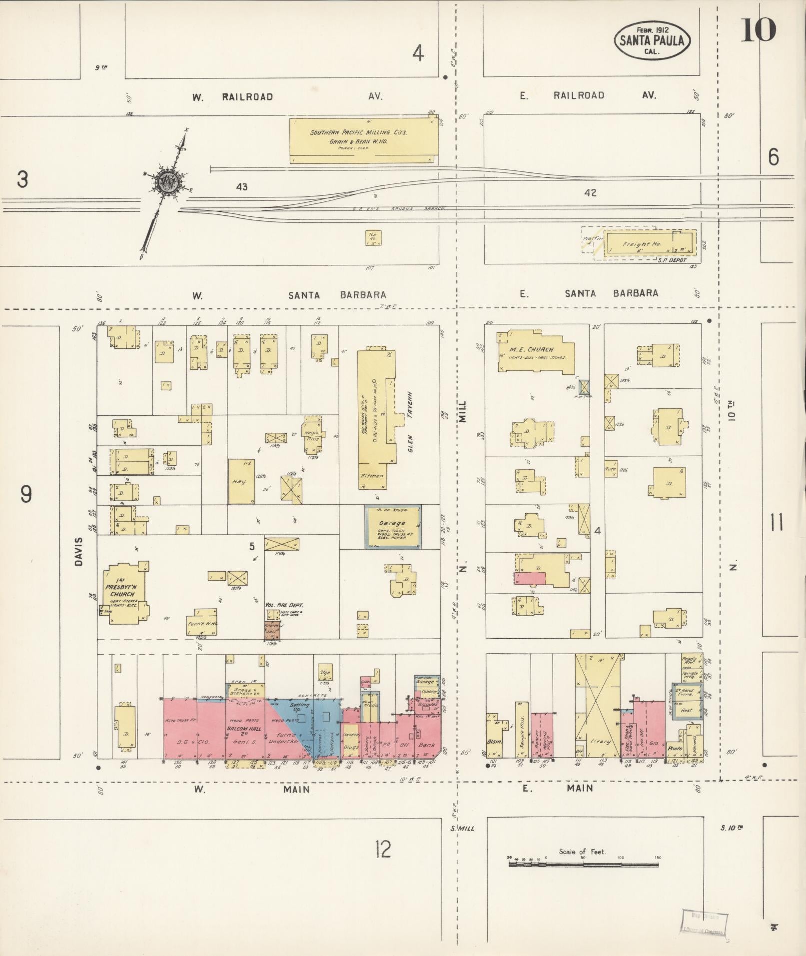 Sanborn Fire Insurance Map from Santa Paula, Ventura County, California (1912), Sheet #0010 - Complete Map Set gallery image, historic Sanborn map, vintage wall art, California California