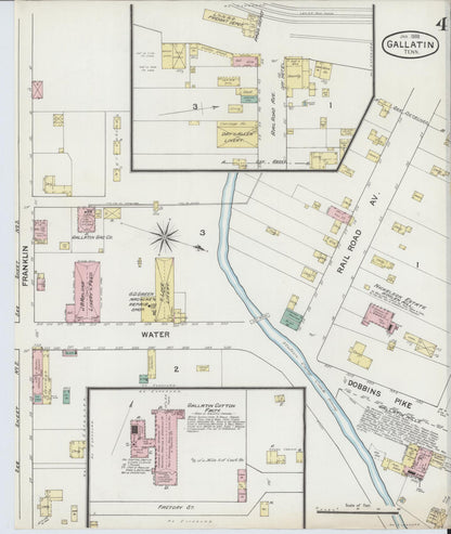 Sanborn Fire Insurance Map from Gallatin, Sumner County, Tennessee (1888), Sheet #0004 - Complete Map Set gallery image, historic Sanborn map, vintage wall art, Tennessee Tennessee