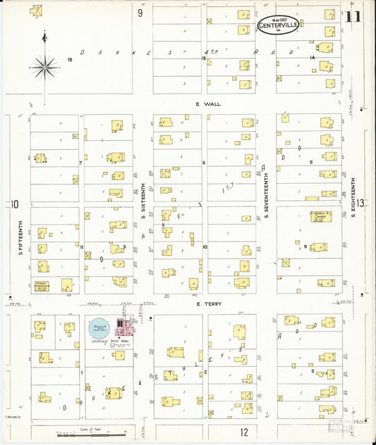 Sanborn Fire Insurance Map from Centerville, Appanoose County, Iowa (1907), Sheet #0011 - Historic Sanborn Fire Insurance Map Print, vintage old map wall art