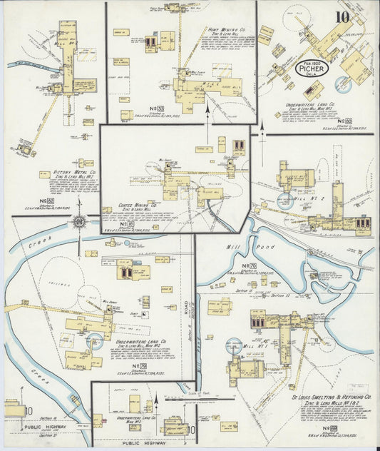 Sanborn Fire Insurance Map from Picher, Ottawa County, Oklahoma (1920), Sheet #0010 - Historic Sanborn Fire Insurance Map Print, vintage old map wall art, antique decor, genealogy gift, Oklahoma Oklahoma map