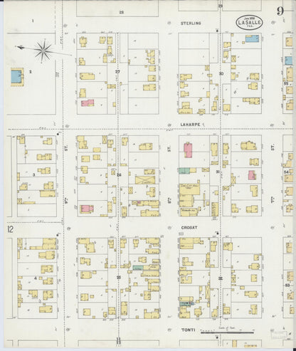 Sanborn Fire Insurance Map from La Salle, La Salle County, Illinois (1898), Sheet #0009 - Historic Sanborn Fire Insurance Map Print, vintage old map wall art, antique decor, genealogy gift, Illinois Illinois map