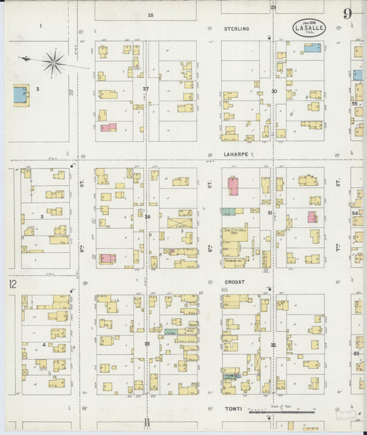 Sanborn Fire Insurance Map from La Salle, La Salle County, Illinois (1898), Sheet #0009 - Historic Sanborn Fire Insurance Map Print, vintage old map wall art, antique decor, genealogy gift, Illinois Illinois map