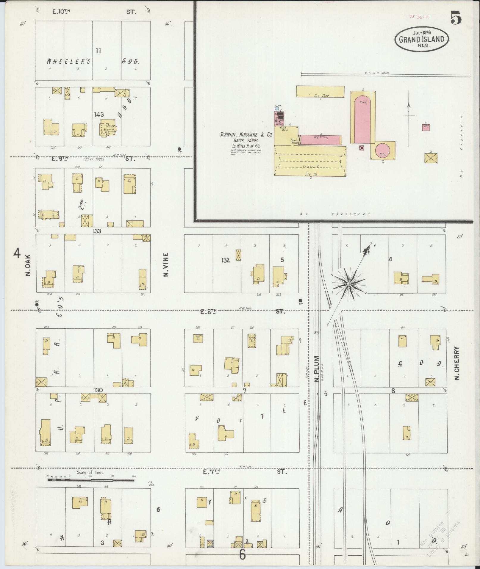 Sanborn Fire Insurance Map from Grand Island, Hall County, Nebraska (1899), Sheet #0005 - Complete Map Set gallery image, historic Sanborn map, vintage wall art, Nebraska Nebraska