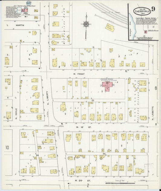 Sanborn Fire Insurance Map from Cherryvale, Montgomery County, Kansas (1911), Sheet #0009 - Historic Sanborn Fire Insurance Map Print, vintage old map wall art, antique decor, genealogy gift, Kansas Kansas map