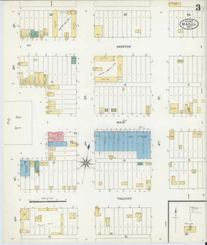 Sanborn Fire Insurance Map from Madill, Marshall County, Oklahoma (1903), Sheet #0003 - Complete Map Set gallery image, historic Sanborn map, vintage wall art, Oklahoma Oklahoma