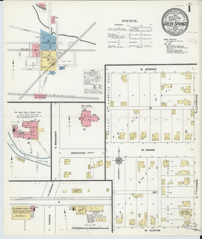 Sanborn Fire Insurance Map from Green Springs, Sandusky And Seneca Counties, Ohio (1911), Sheet #0001 - Historic Sanborn Fire Insurance Map Print, vintage old map wall art, antique decor, genealogy gift, Ohio Ohio map