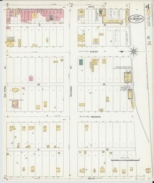 Sanborn Fire Insurance Map from Fort Morgan, Morgan County, Colorado (1904), Sheet #0004 - Historic Sanborn Fire Insurance Map Print, vintage old map wall art, antique decor, genealogy gift, Colorado Colorado map