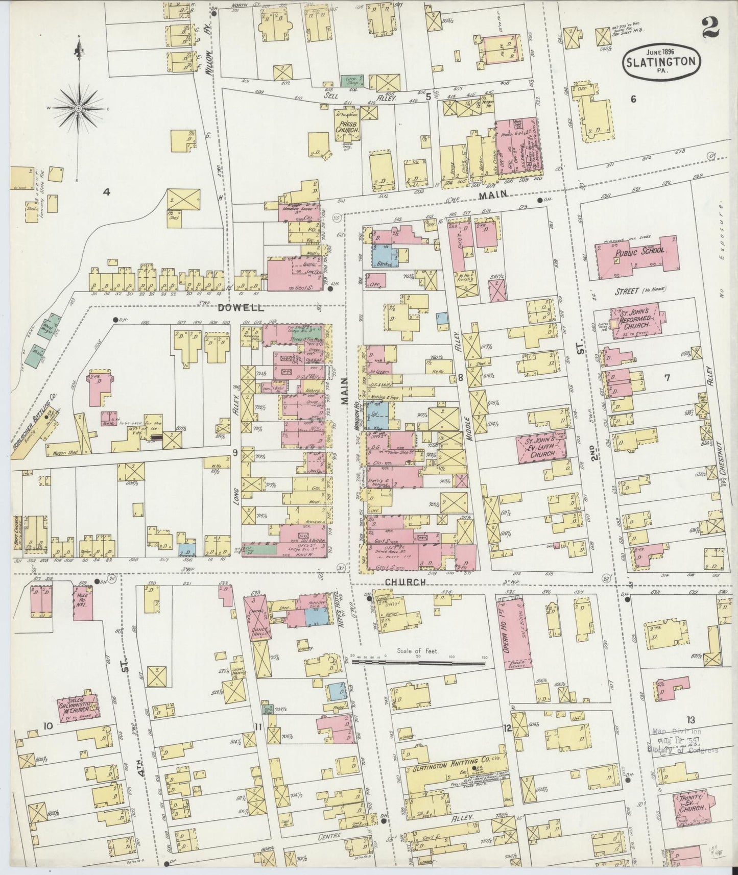 Sanborn Fire Insurance Map from Slatington, Lehigh County, Pennsylvania (1896), Sheet #0002 - Complete Map Set gallery image, historic Sanborn map, vintage wall art, Pennsylvania Pennsylvania